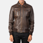 Aaron Brown Leather Bomber Jacket