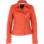 Leather Biker Jacket Orange
