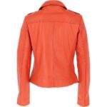 Leather Biker Jacket Orange