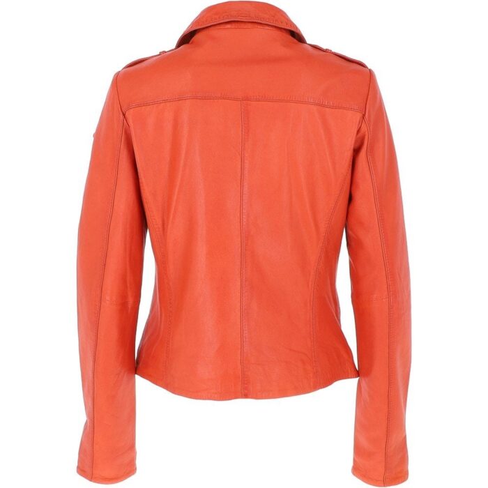 Leather Biker Jacket Orange