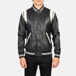 Dantee Black Leather Varsity Jacket