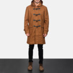 Drake Khaki Wool Hooded Duffle Coat