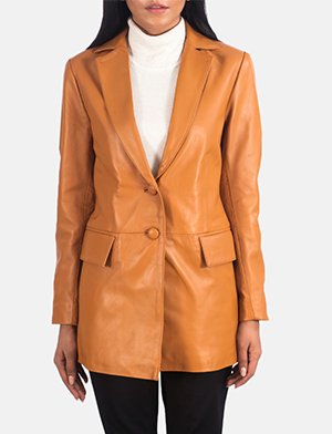 Marilyn Tan Brown Leather Blazer
