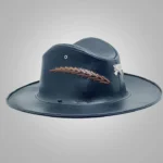 New Mens Western Cowboy Black Leather Hat