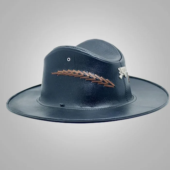 New Mens Western Cowboy Black Leather Hat