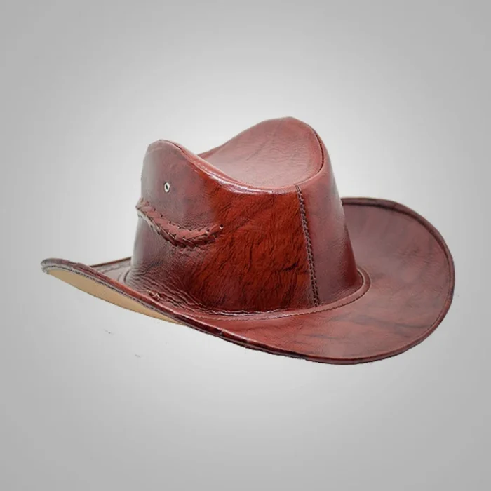 New Western Cowboy Leather Hat Shine Brown For Men
