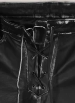 Rubbed Black Leather Pants #515