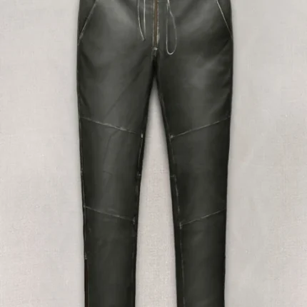Rubbed Charcoal Ricky Martin Leather Pants