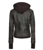 Tralee Dark Brown Bomber Women's Leather Jacket With Hood