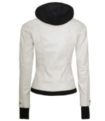 Tralee Womens Bomber Off White Real Leather Jacket With Hood