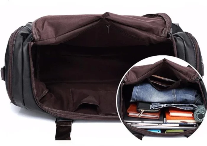 Travel Leather Black Bag