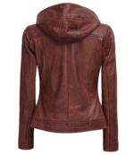 Womens Asymmetrical Motorcycle Leather Jacket With Hood